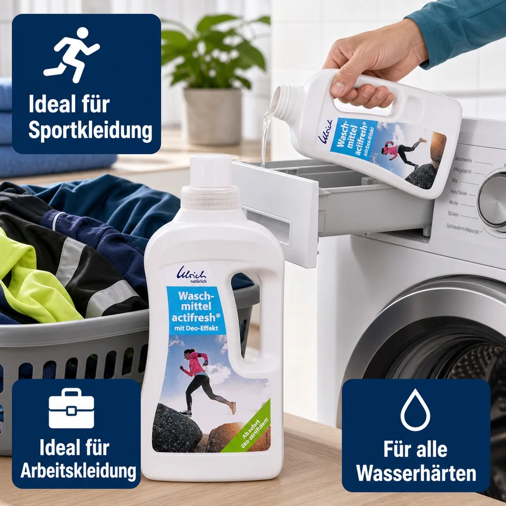 ULRICH natürlich Waschmittel actifresh 1 Liter mit Deo-Effekt NCP-vegan zertifiziert