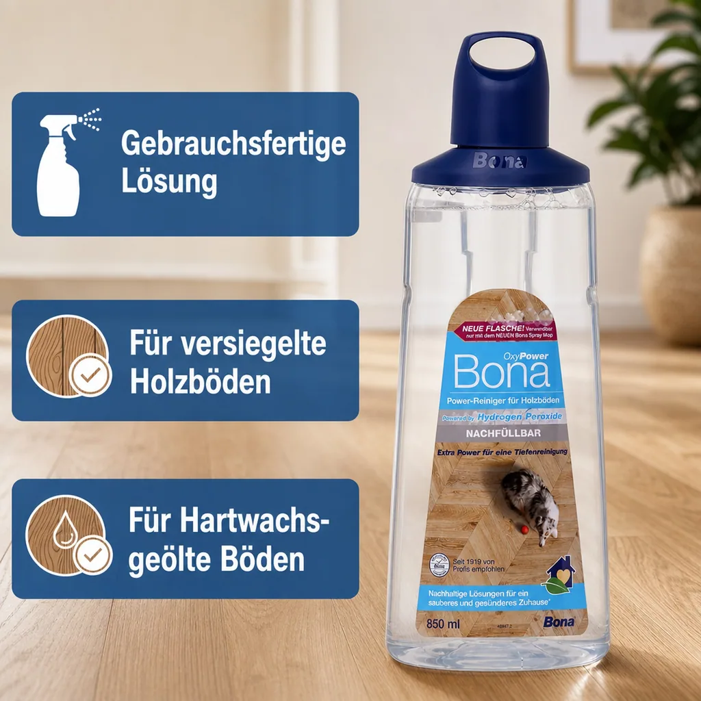 BONA Refiller 0,85 Liter OxyPower-Reinger für Holzböden Premium Spray Mopp