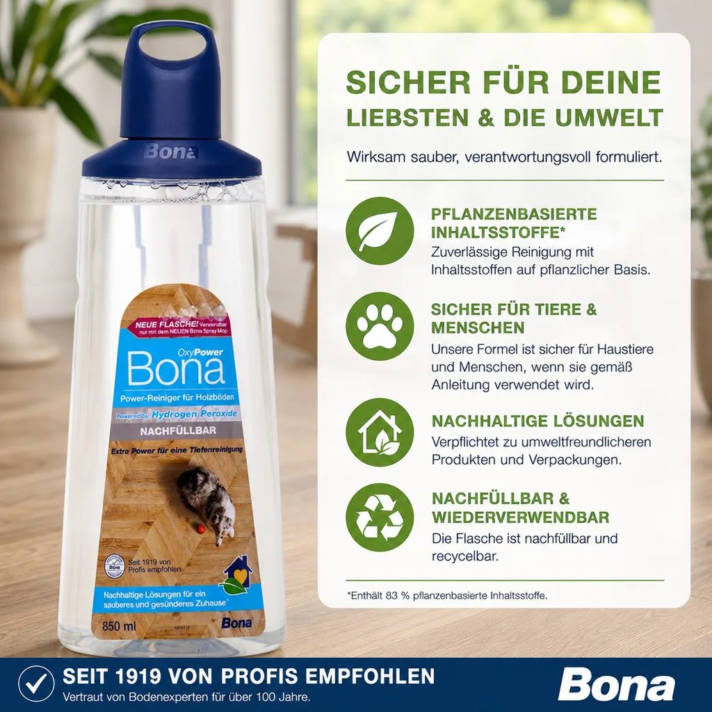 BONA Refiller 0,85 Liter OxyPower-Reinger für Holzböden Premium Spray Mopp