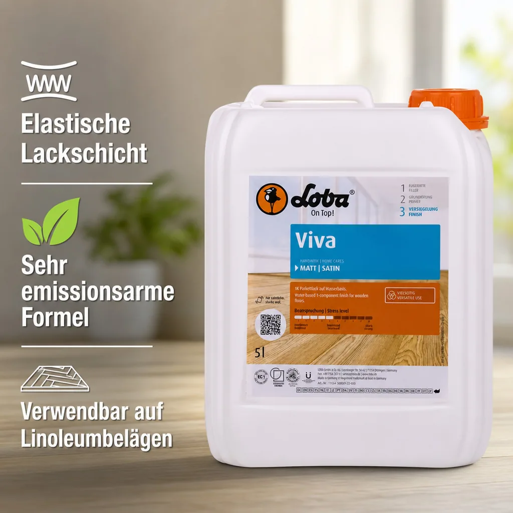 LOBA 2K Supra A.T. Parkettlack 5 kg halbmatt – ohne Härter