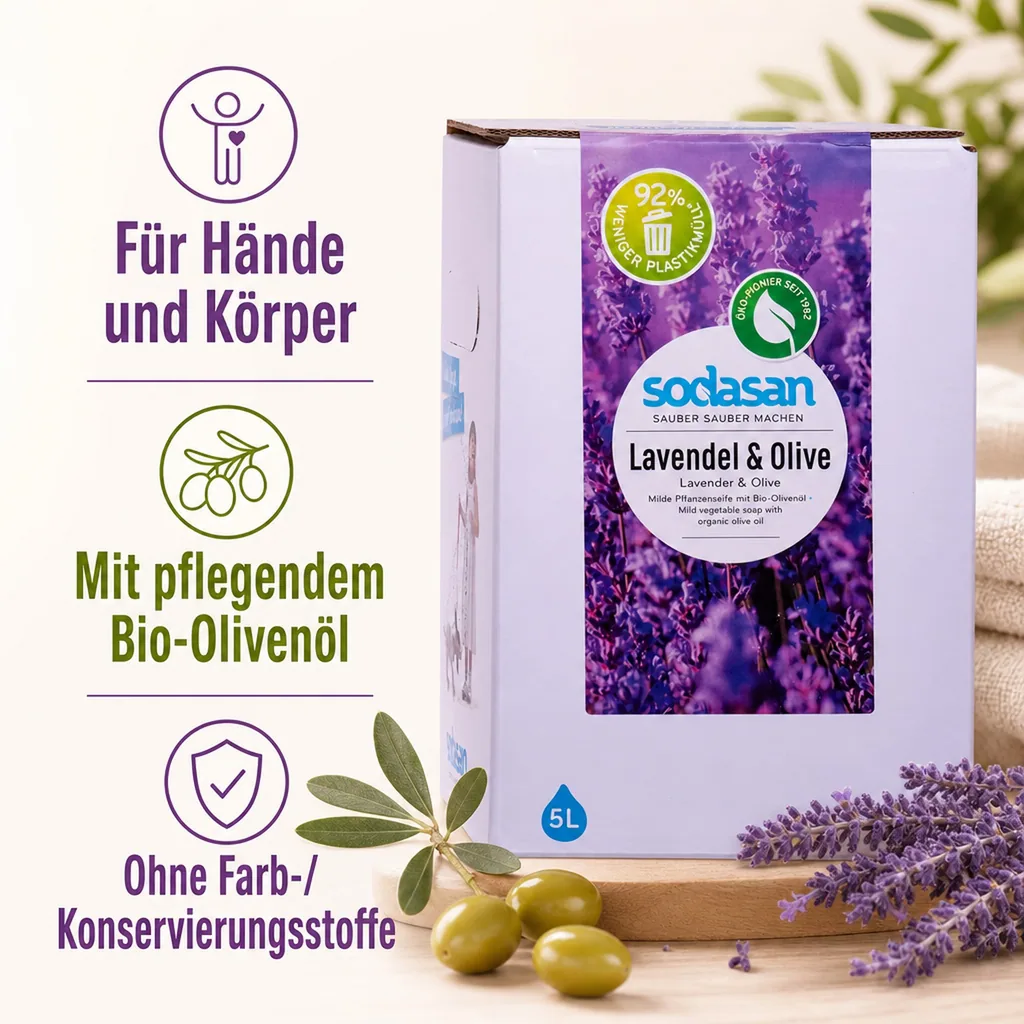 SODASAN Flüssigseife Liquid Lavendel-Olive 5 Liter Bag in Box