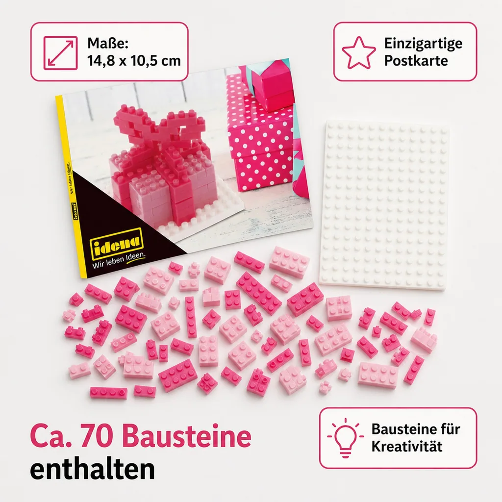 Idena, Minibausteine Postkarte - Spielwaren für Kinder und kreative Bastelprojekte, Art: Glückspilz