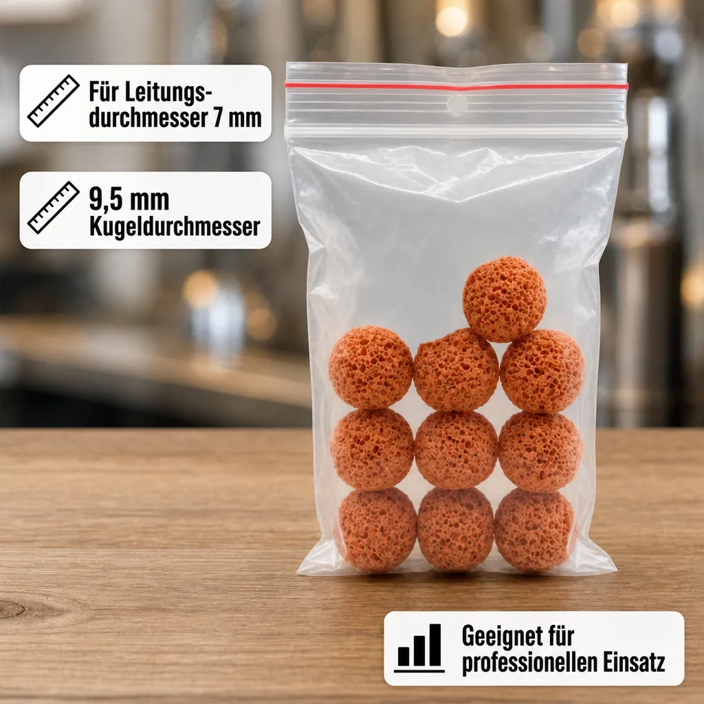 Reinigungsschwämmchen für Bierleitungen (7mm) | 10 Schwammgummikugeln für mechanische Reinigung