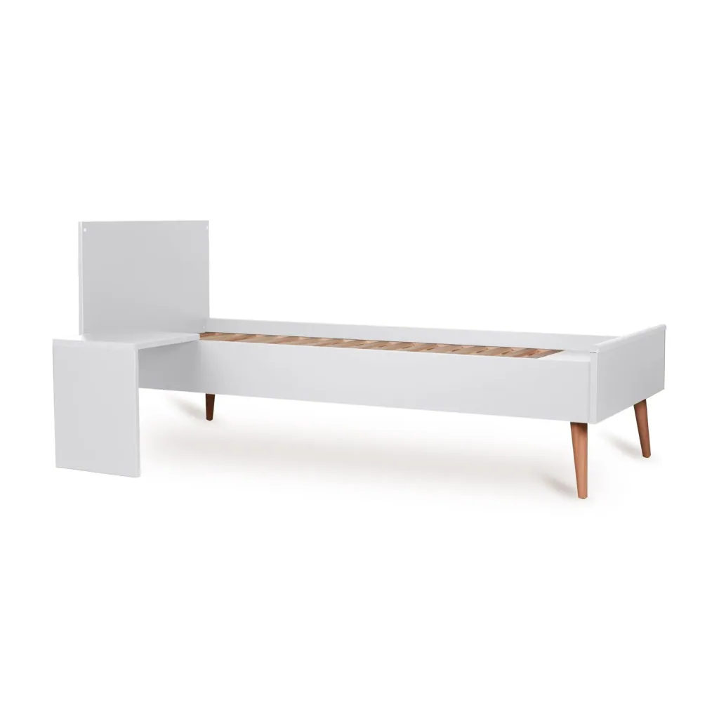 Quax Cocoon Junior Kit 170x70 cm | Umbauset für Cocoon Babybett zum Juniorbett | Mit Nachttisch & Bettgitter-Option, Farbe: Eisweiss