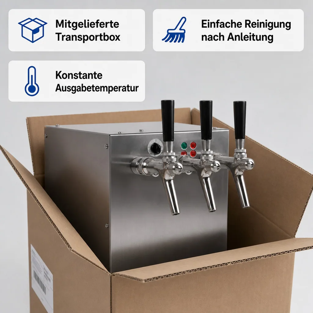 Glühweinzapfanlage, Getränke durchlauferhitzer - mit selbstansaugender Pumpe, Edelstahl, 3-leitig 6 KW