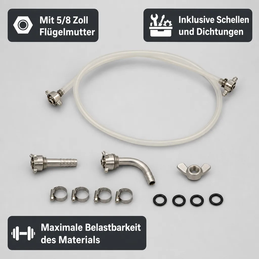 Bierleitung, Bierrohr, Brauereischlauch, Bierschlauch - 7 mm, komplett, 5,0 m