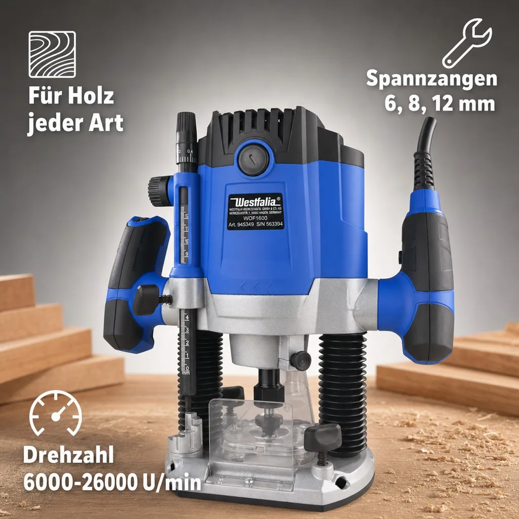 Oberfräse WOF 1600 mit elektronischer Drehzahlsteuerung