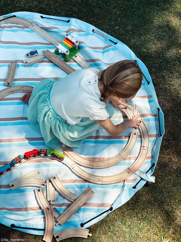 Play&Go Spielzeugsack, Spielzeugkorb, Spielzeug aufbewahrungstasche - Draussen, Farbe: Streifen