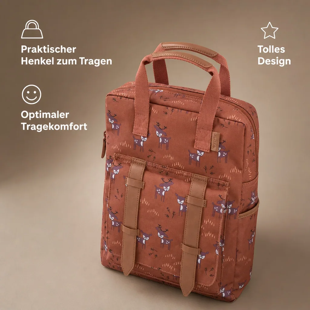 Fresk Rücksack - Grosse, 38x28x10 cm, Farbe: Hirsch bernsteinbraun