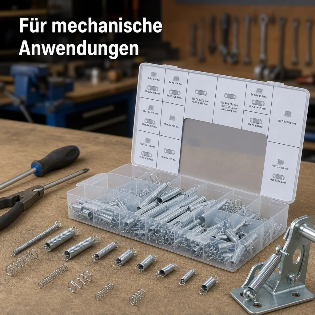 Federn-Sortiment, Zug- und Druckfedern, 200-tlg.