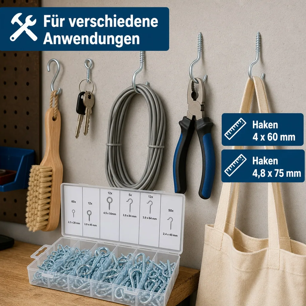 Schraubhaken-Sortiment, 151-tlg.