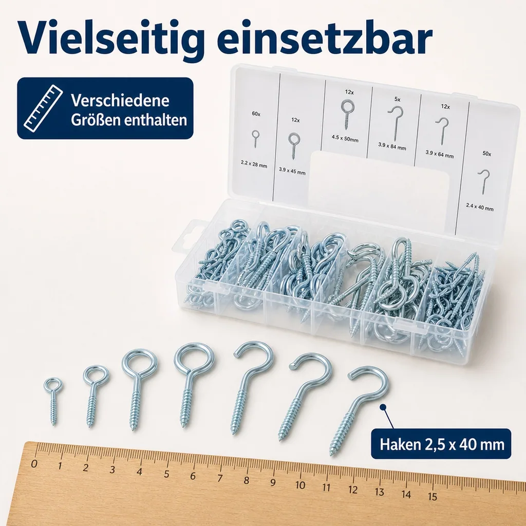 Schraubhaken-Sortiment, 151-tlg.