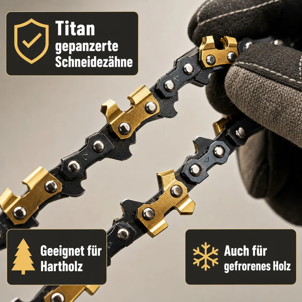 Titan-Sägekette für 20 cm Schwert, 33 Glieder, Stärke 1,1 mm, Teilung 3/8"