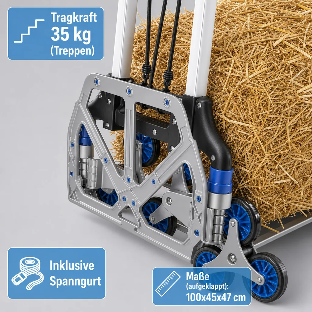 Treppen-Sackkarre, klappbar, 70 kg Tragkraft