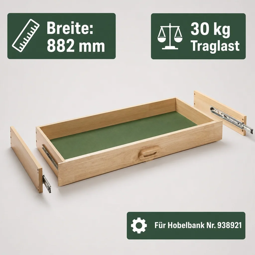 Schublade 882 x 335 x 96 mm für Hobelbank Nr. 93 89 21