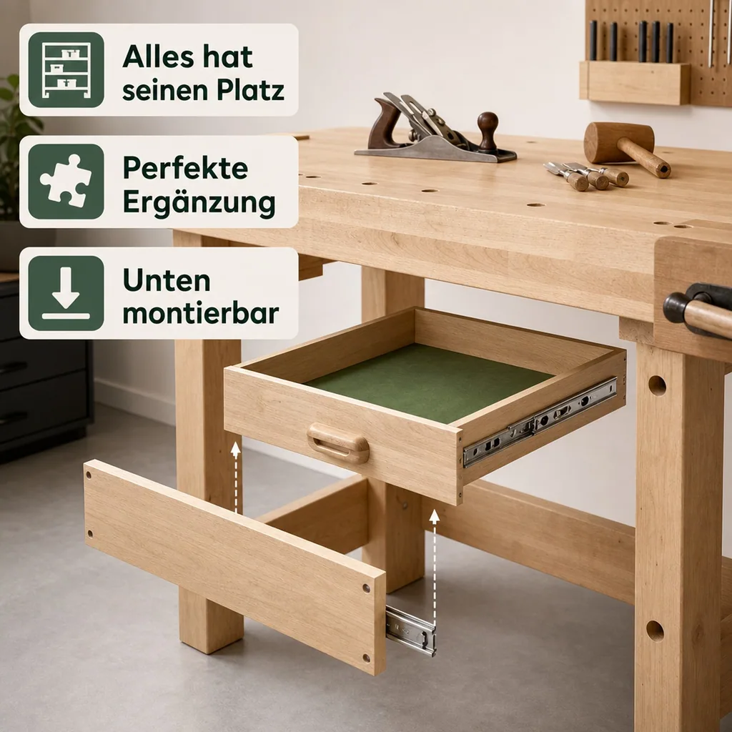 Schublade 882 x 335 x 96 mm für Hobelbank Nr. 93 89 21