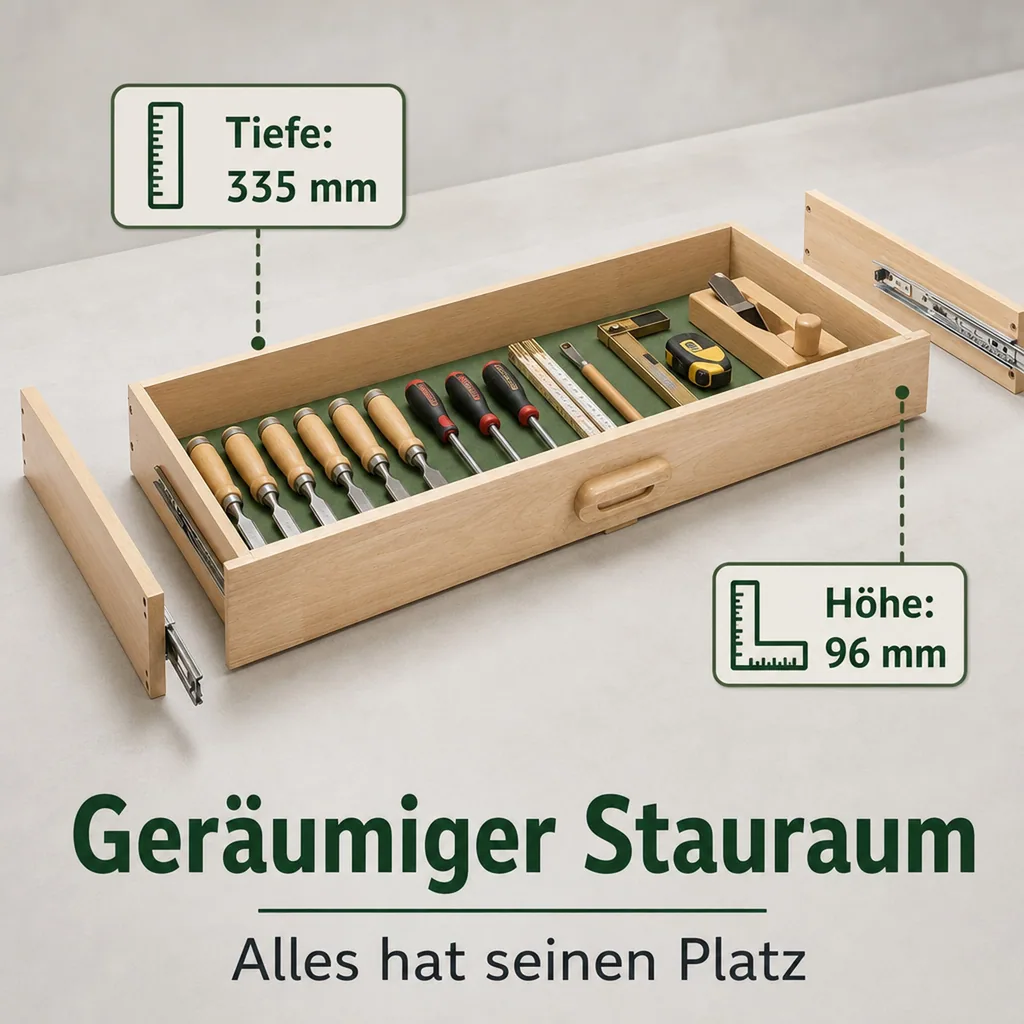 Schublade 882 x 335 x 96 mm für Hobelbank Nr. 93 89 21