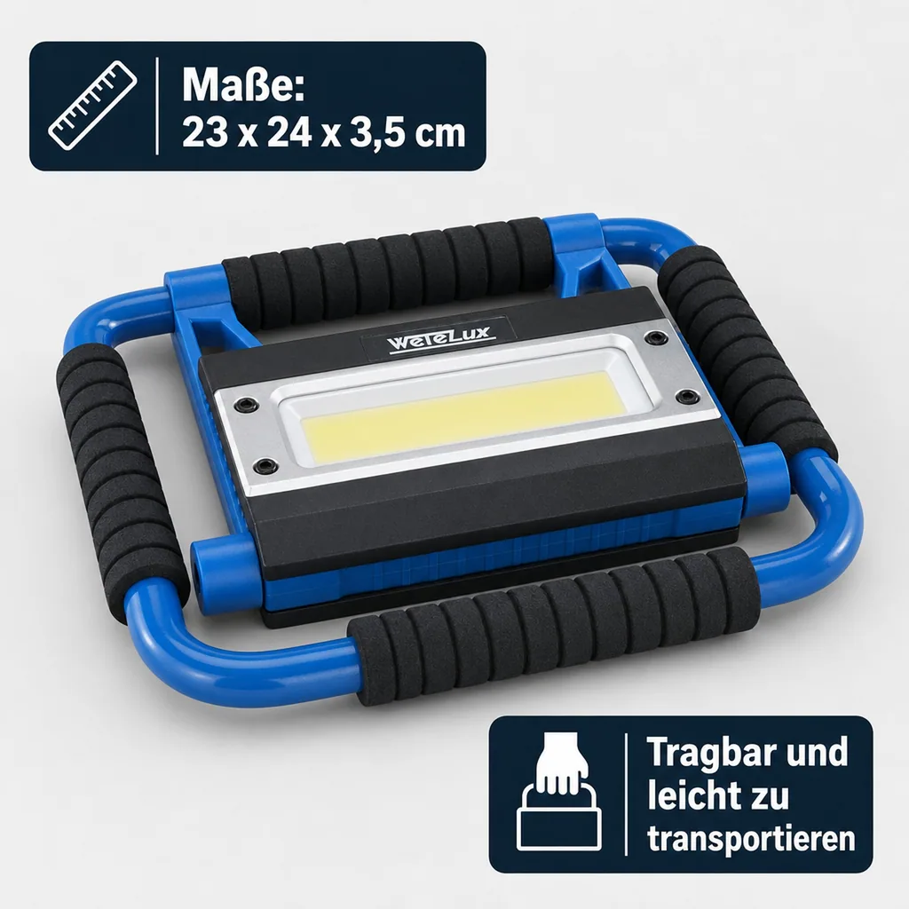 Faltbare LED Arbeitsleuchte, wiederaufladbar, 25 Watt