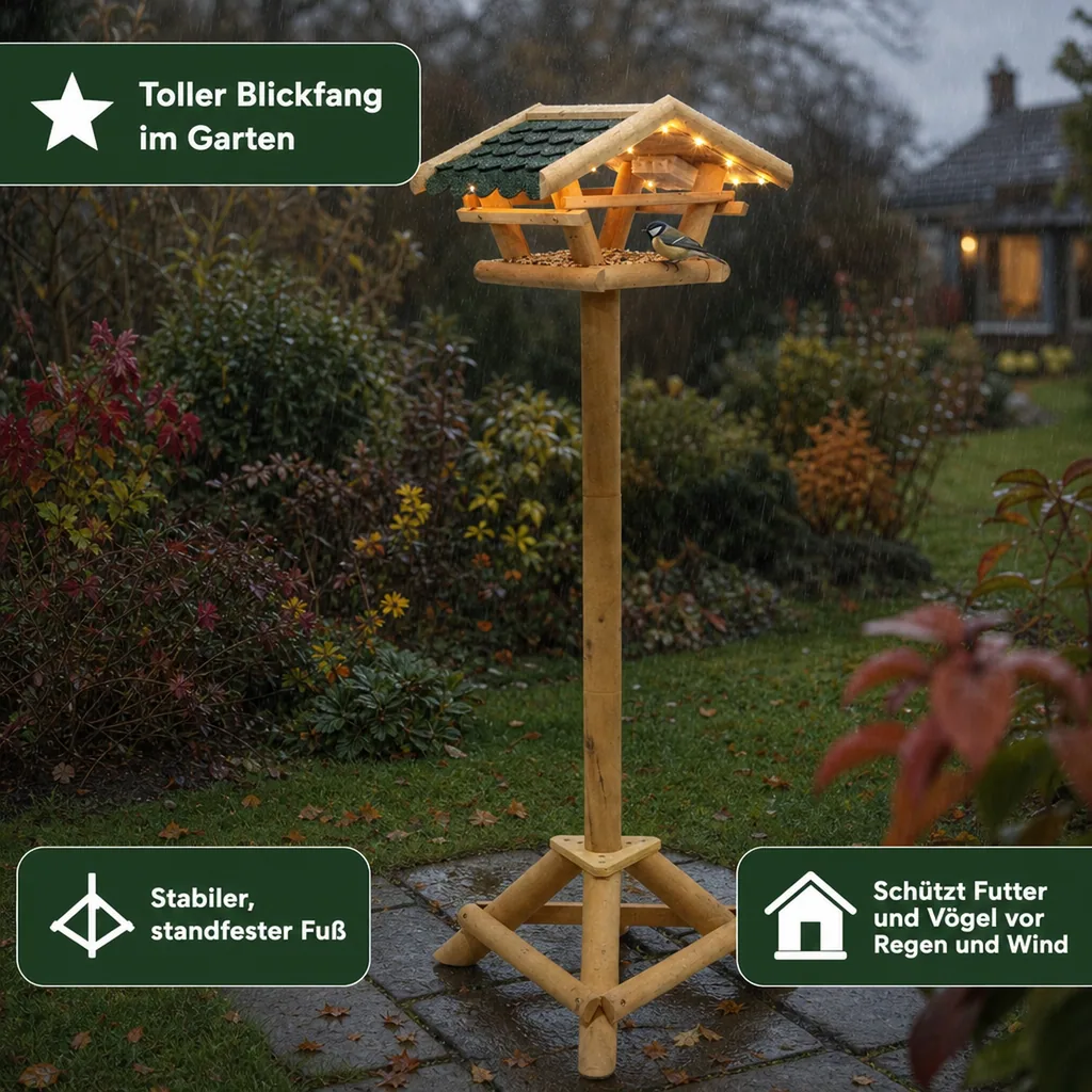 Vogelfutterhaus mit Beleuchtung