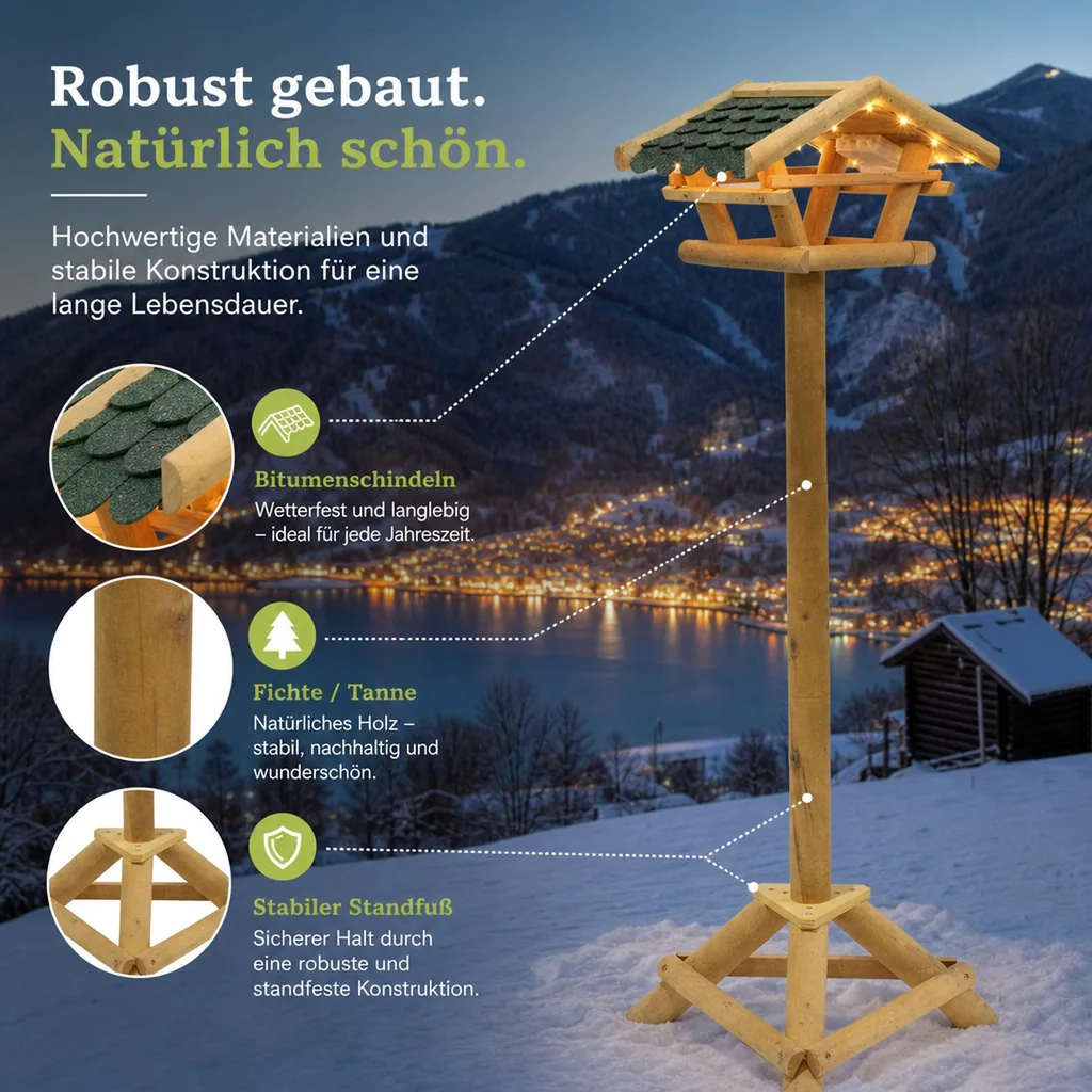 Vogelfutterhaus mit Beleuchtung