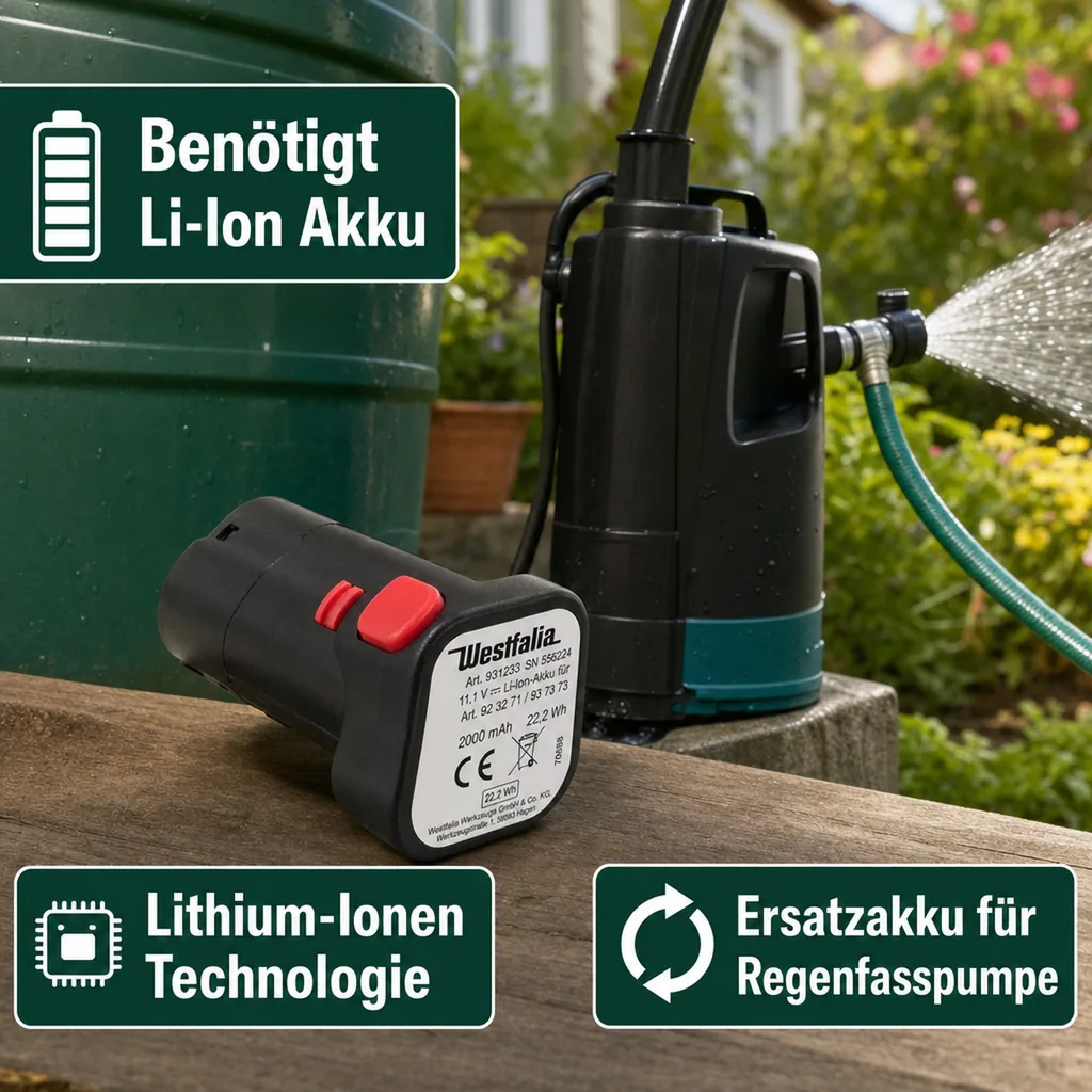 Akku 12 Volt Li-Ion für Regenfasspumpe