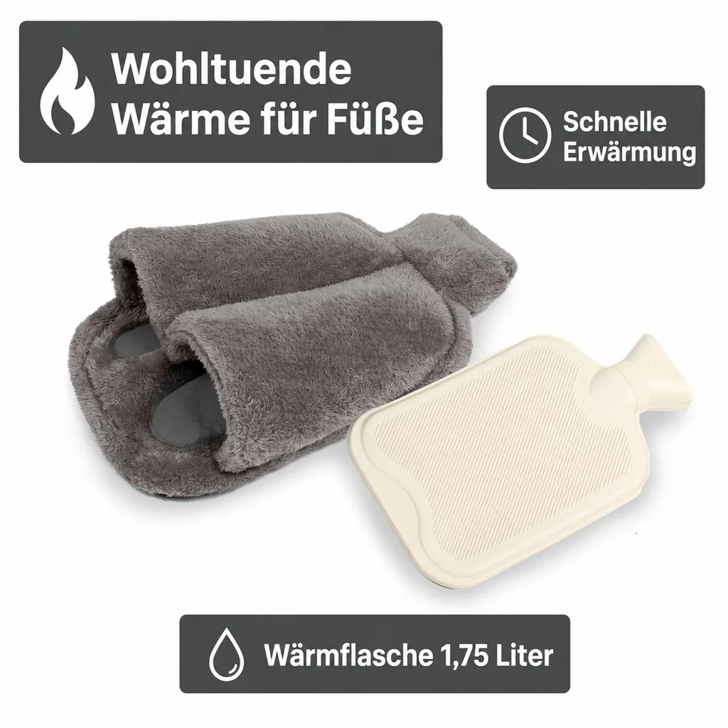 Fußwärmer inkl. Wärmflasche, grau