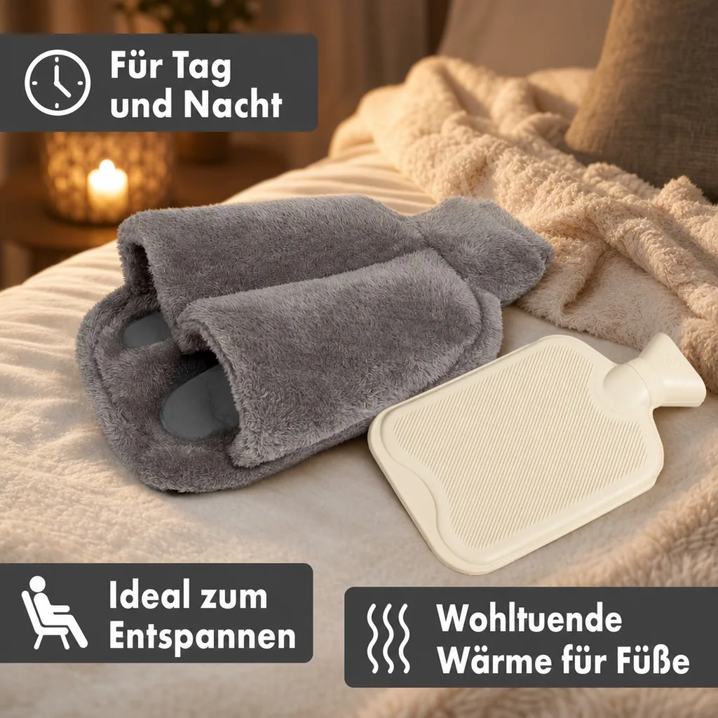 Fußwärmer inkl. Wärmflasche, grau