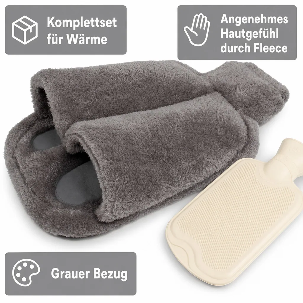 Fußwärmer inkl. Wärmflasche, grau