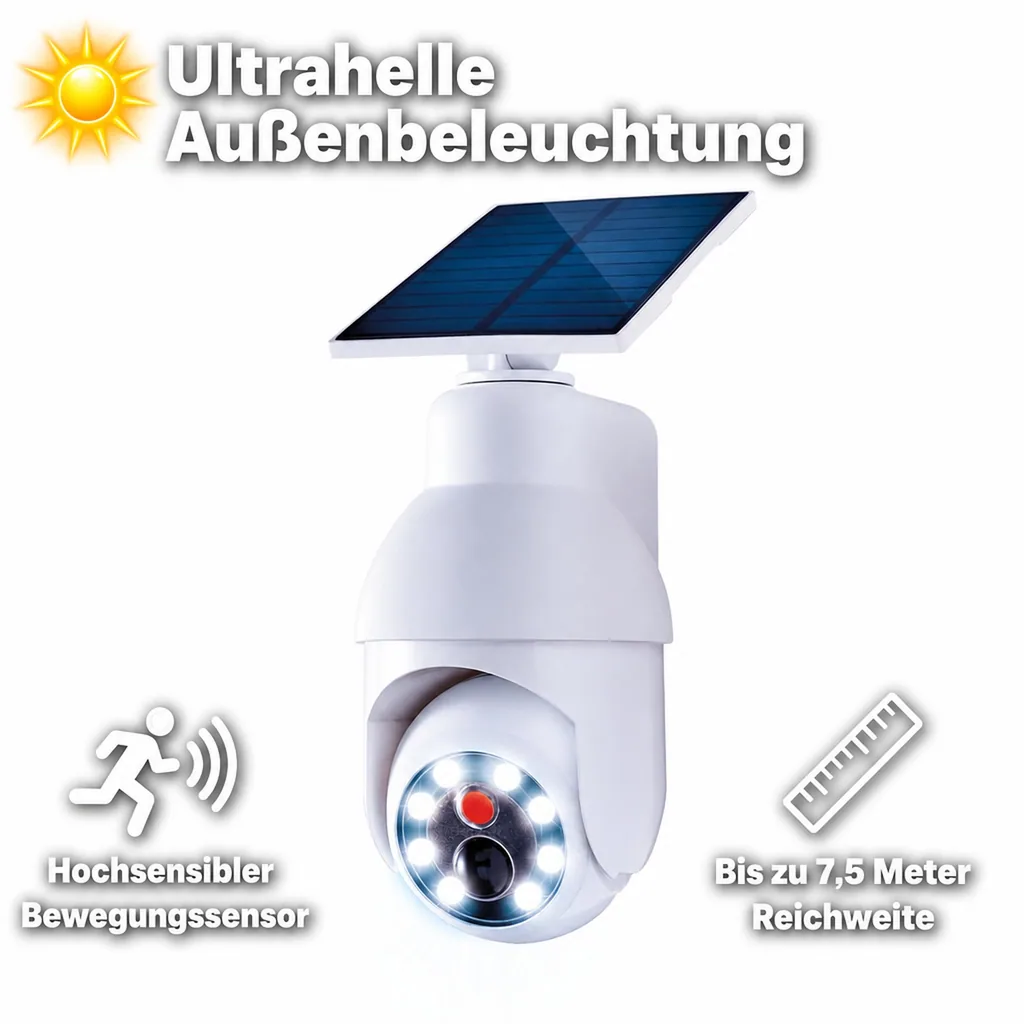 LED Solar Licht mit Kamera Attrappe Panta Solar Security 360