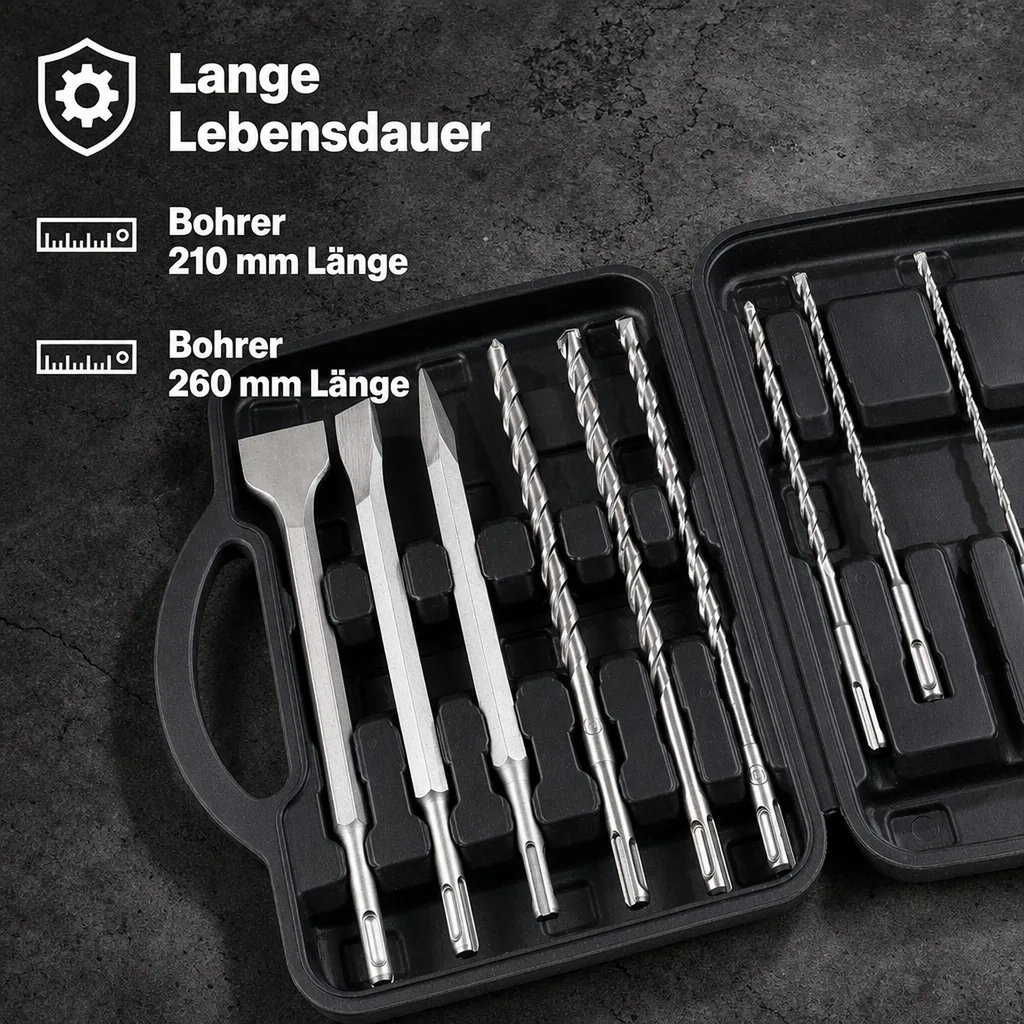 Bohrer- und Meißelset SDS Plus 10-teilig