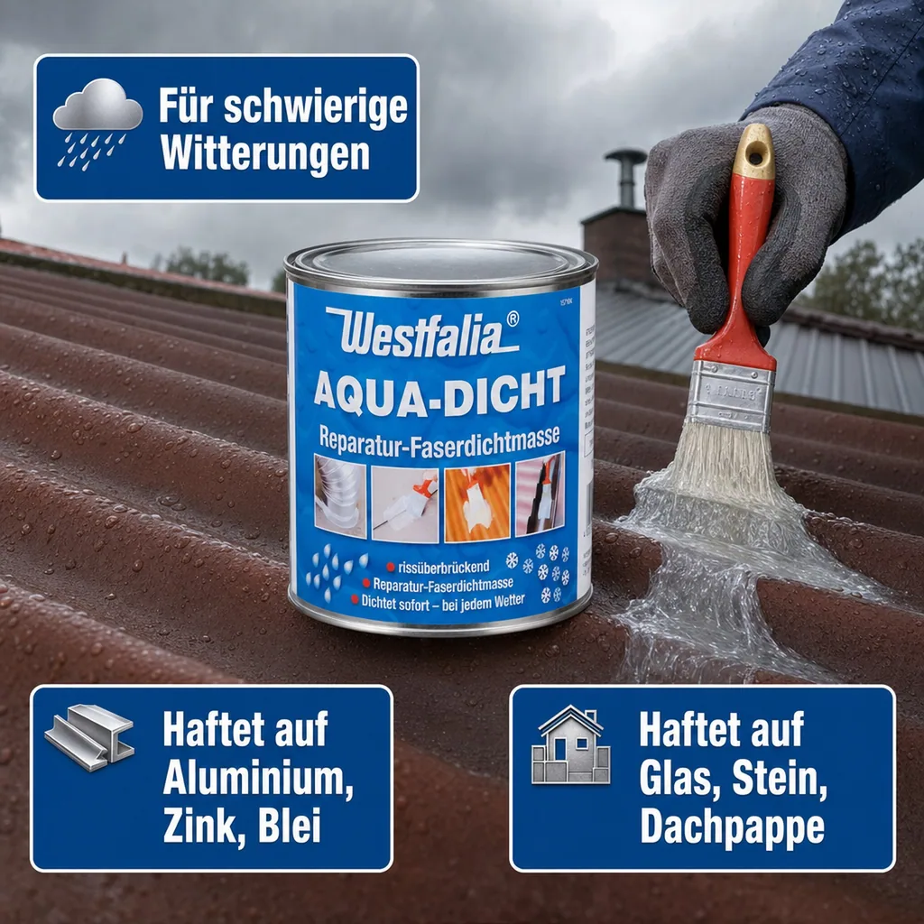 Aqua Dicht - graue Abdichtmasse, faserverstärkt, 1 L Dose