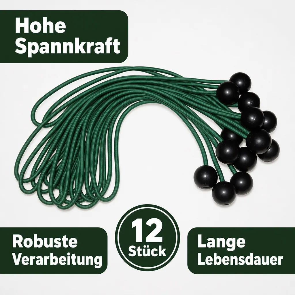 Kugel Gummibandspanner 12 Stück, zur Befestigung von Planen + Netzen