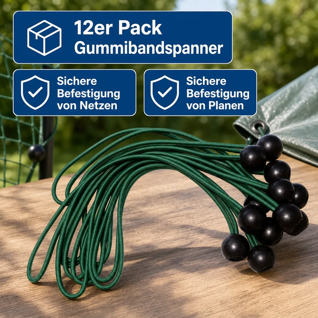 Kugel Gummibandspanner 12 Stück, zur Befestigung von Planen + Netzen