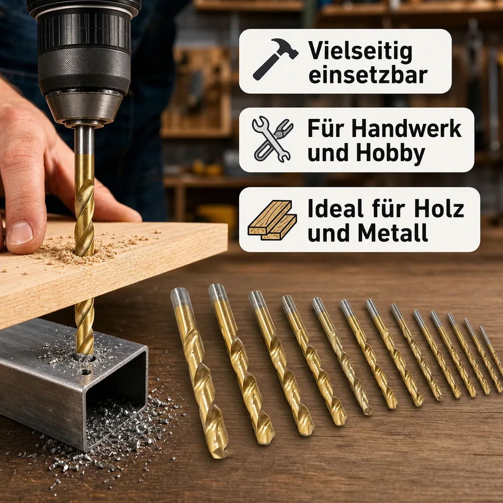 HSS-Spiralbohrer Satz, Titan beschichtet, 13-teilig