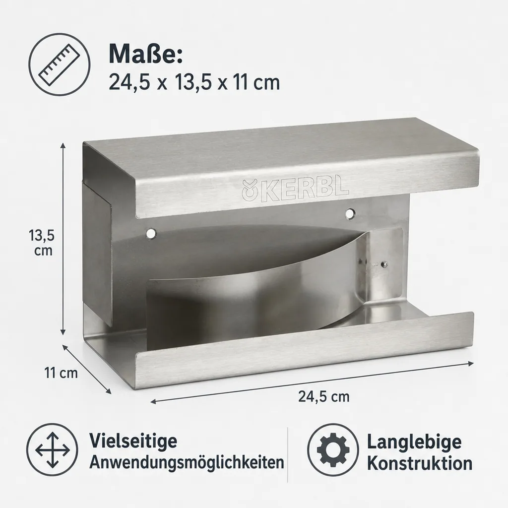 Wandhalter für Einmalhandschuhe aus Edelstahl, mit Feder