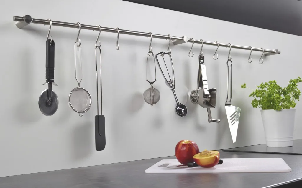 Küchenreling "Profi", mit 6 Haken, erweiterbar, 60 cm