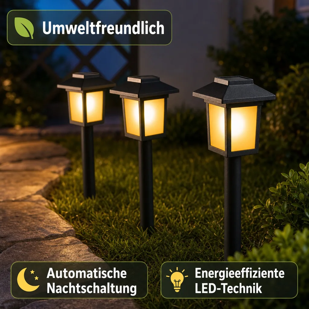 Solar Laterne mit Flammeneffekt, 3er-Set