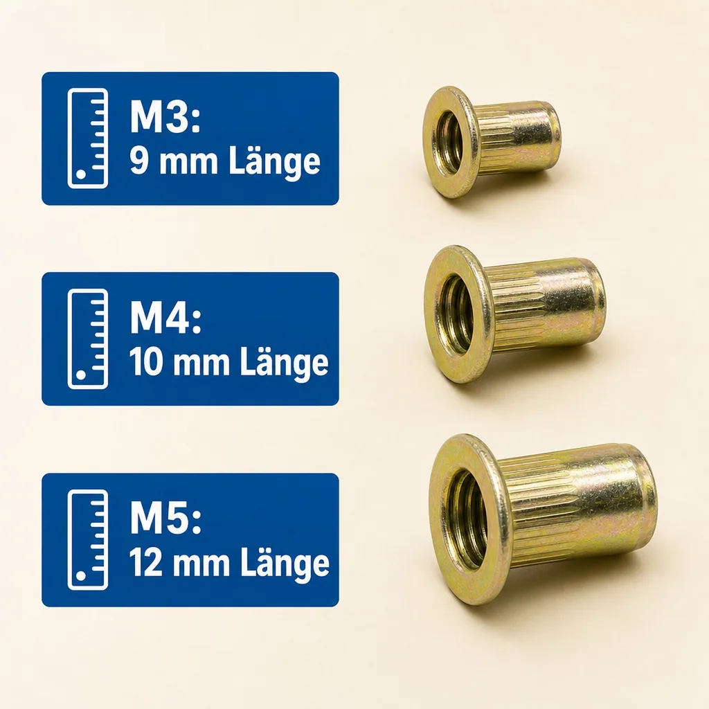 Blindnietmuttern Set 100 tlg.- M3, M4, M5, M6 je 25 Stück