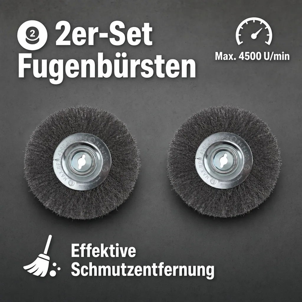Fugenbürste, Metall, 2er-Set zu 968744 2 in 1 Fugenturbo mit Fangbox