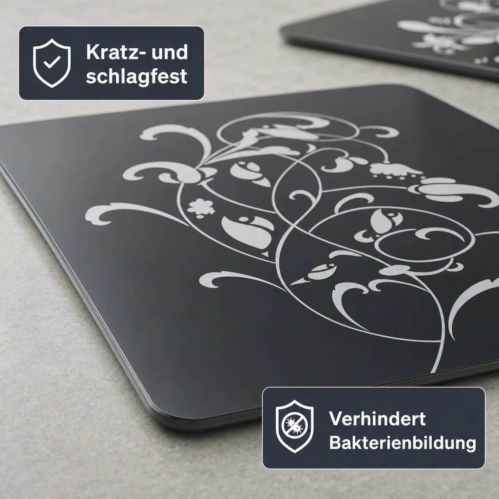 3 in 1 Herd-Abdeckplatten, Schneidbretter, „Nero“, aus Glaskeramik, Ornament-Design, 52 x 30 cm, 2er-Set