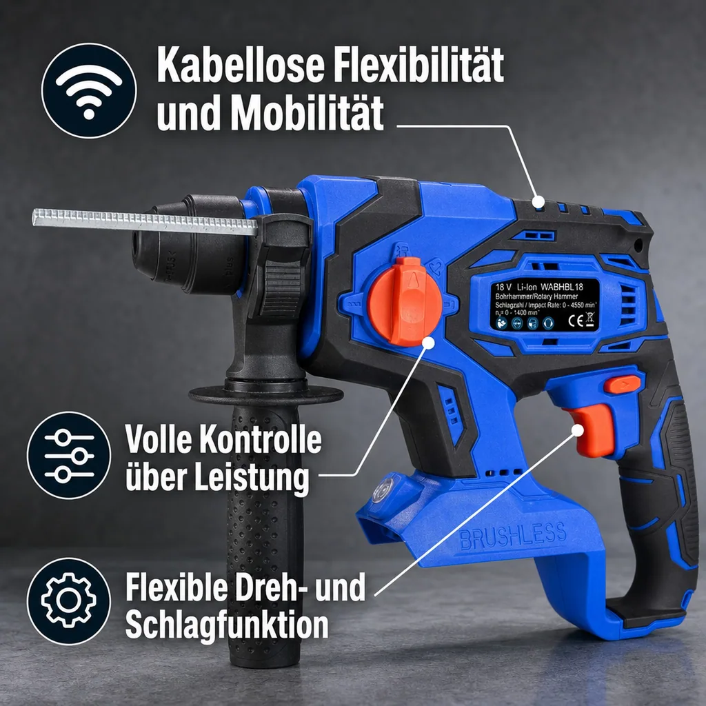 Akku Bohrhammer 18 Volt Li-Ion WABHBL18 -ohne Akku und Ladegerät-