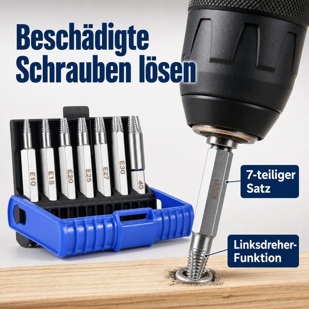 Innenkeil-Schraubenausdreher Satz (Linksdreher) 7-teilig