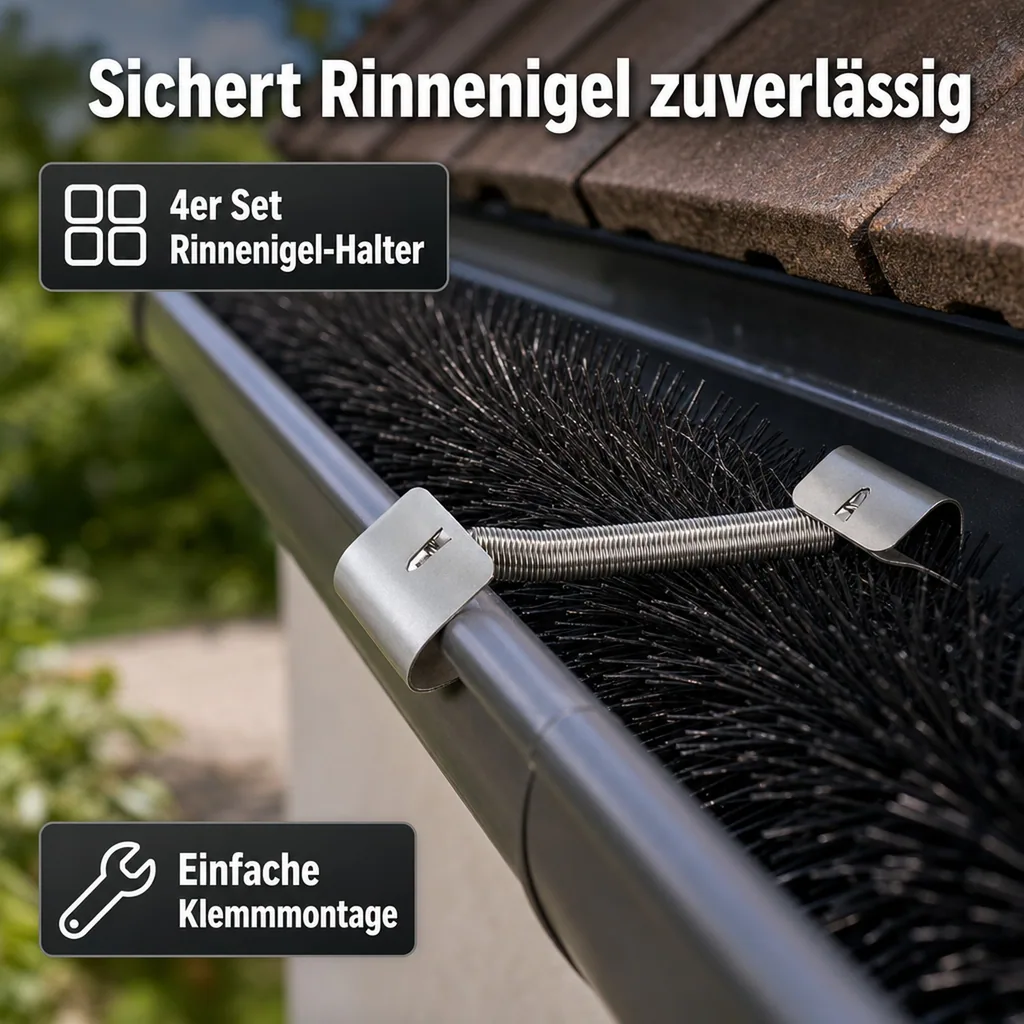 Rinnenigel - Windsicherung 4er Set für Dachrinnen 150-200 mm