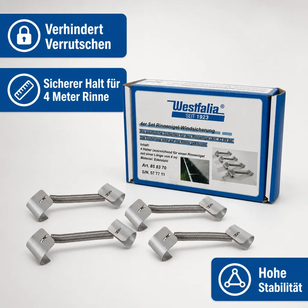 Rinnenigel - Windsicherung 4er Set für Dachrinnen 150-200 mm