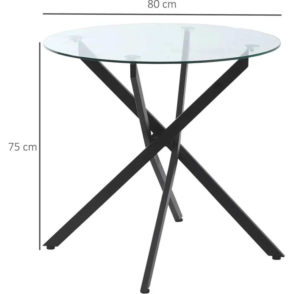 Beistelltisch mit Sicherheitsglas runder Couchtisch Kaffeetisch Glastisch für Wohnzimmer Schlafzimmer Metall Schwarz 80