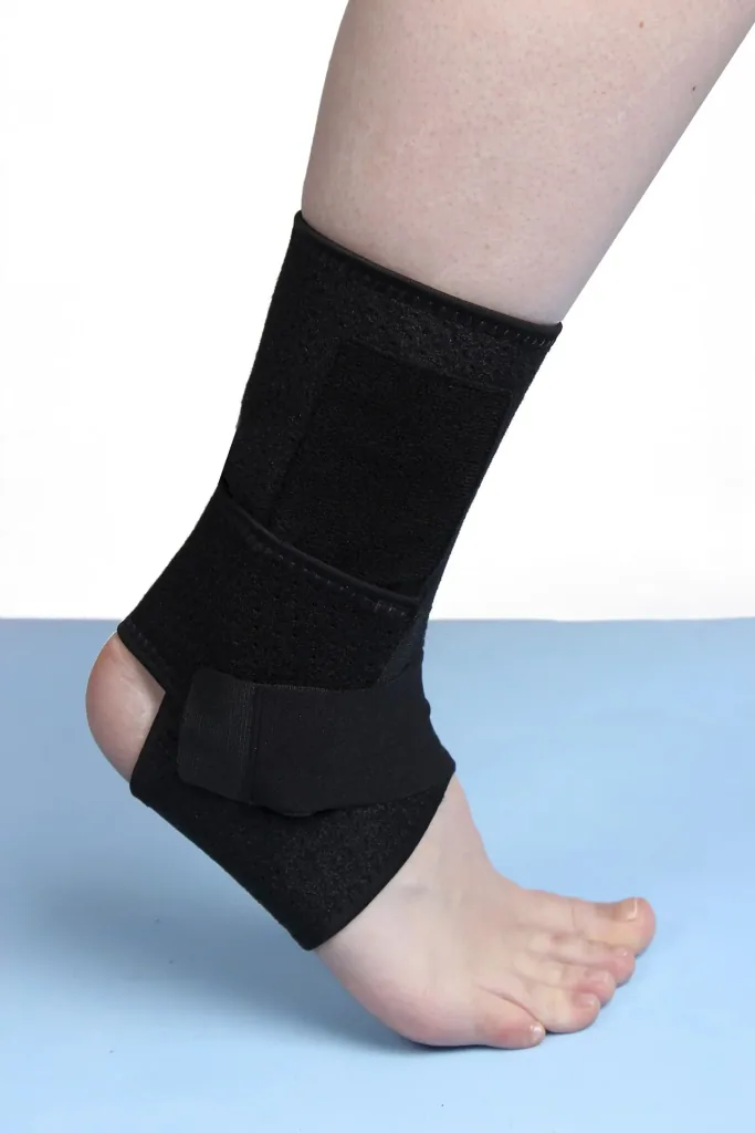 Aktiv-Knöchelbandage mit Klettverschluss, Universalgröße „Flexitek“. Schwarz