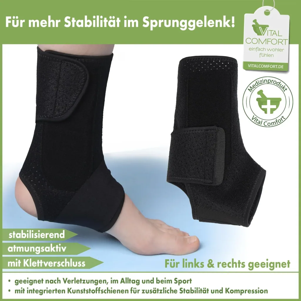 Aktiv-Knöchelbandage mit Klettverschluss, Universalgröße „Flexitek“. Schwarz