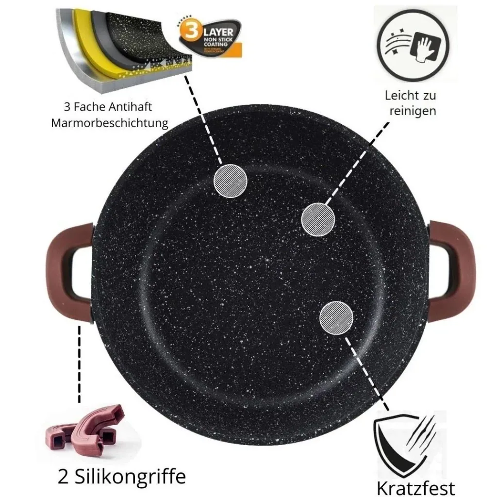 Platin-Bräter - Antihaftbeschichtung - 28cm - Burgunderrot