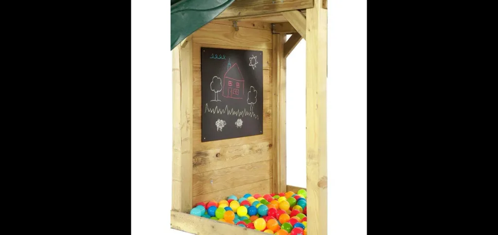 Holz Aussichtsturm mit Doppelschaukel, Outdoor-Spielturm, Kletterwand, Rutsche, Sandkasten, Kreidetafel, natur