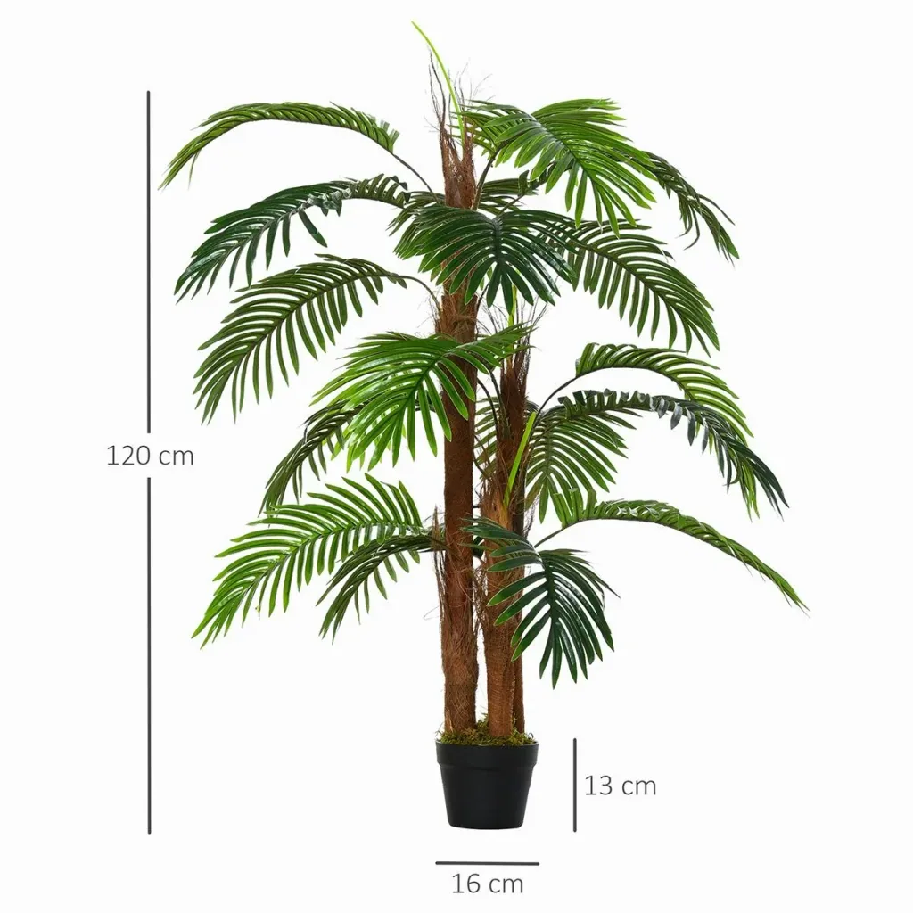künstliche Pflanzen 120 cm künstlicher Palmen Palme Kunstpflanze Zimmerpflanze Dekopflanze Büropflanze Kunststofftopf fü